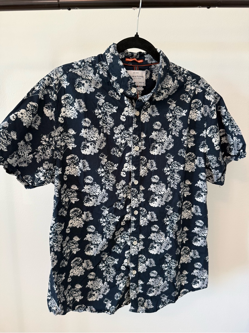 Denim & Flower Navy Short-Sleeve Floral Button-Down Shirt